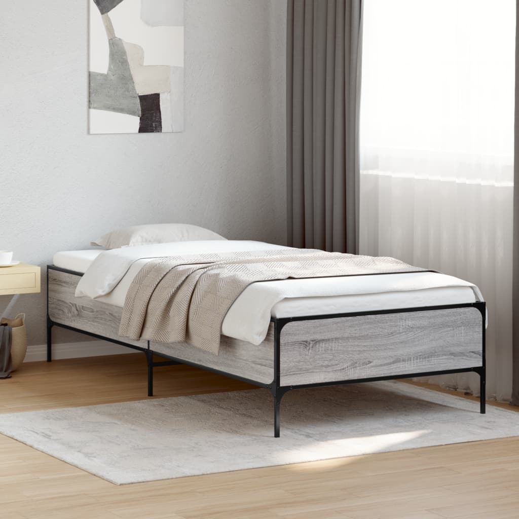 Bed Frame without Mattress Grey Sonoma 75x190 cm Small Single